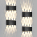 LED Wandleuchte Innen Wandlampe - 4ER Aussenlampe Wand Schwarz 7W Up and Down Leuchten Aussen IP65 Wasserdicht Außenlampe 3000K Warmweiß Aussenleuchten Hauswand für Garten Treppenhaus