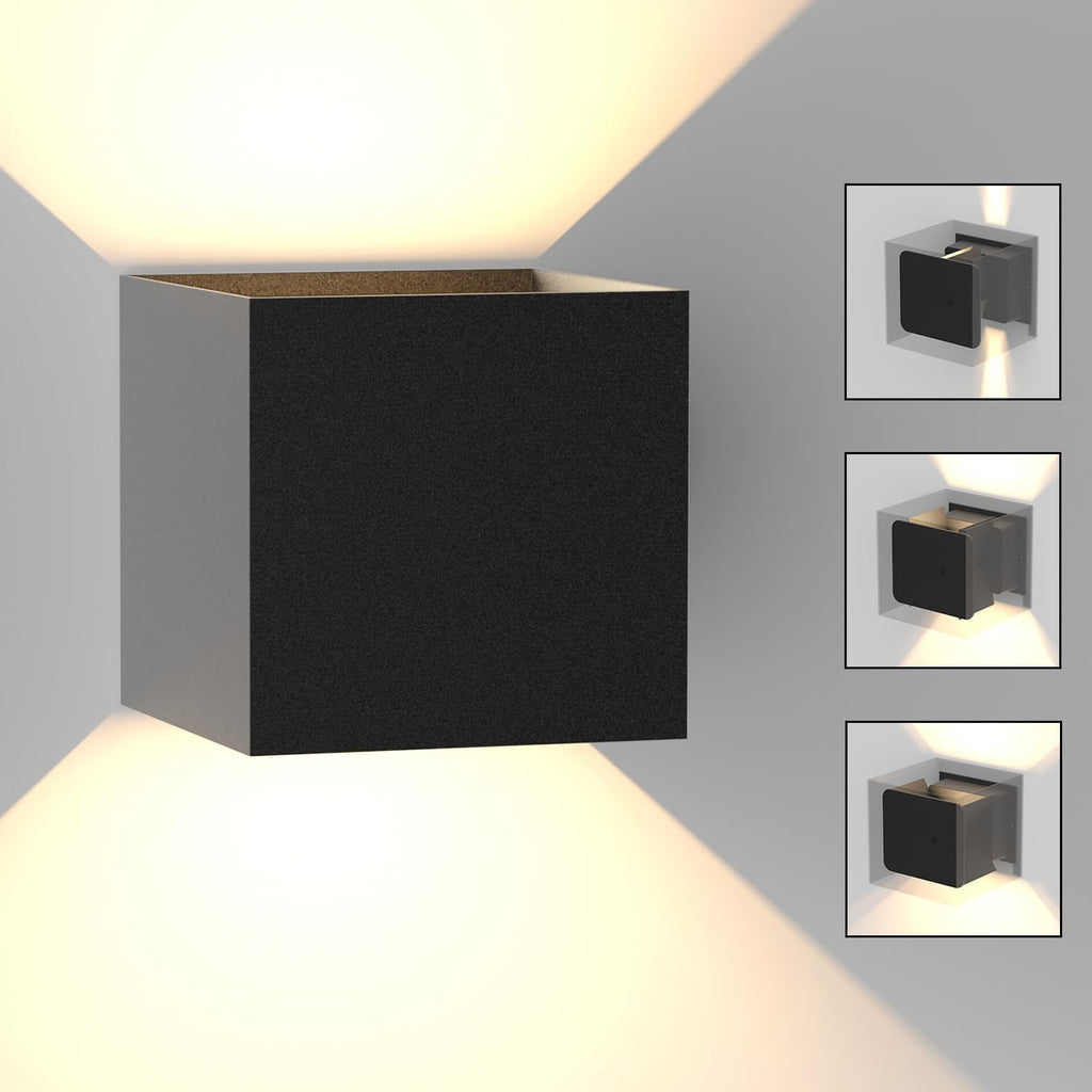 LED Wandleuchte Innen Wandlampe - Aussenlampe Schwarz Wandbeleuchtung Aussen 5W Außenlampe Up Down Wandstrahler IP65 Außenleuchte 3000K Warmweiß für Hauswand Treppenhaus Flur Garten