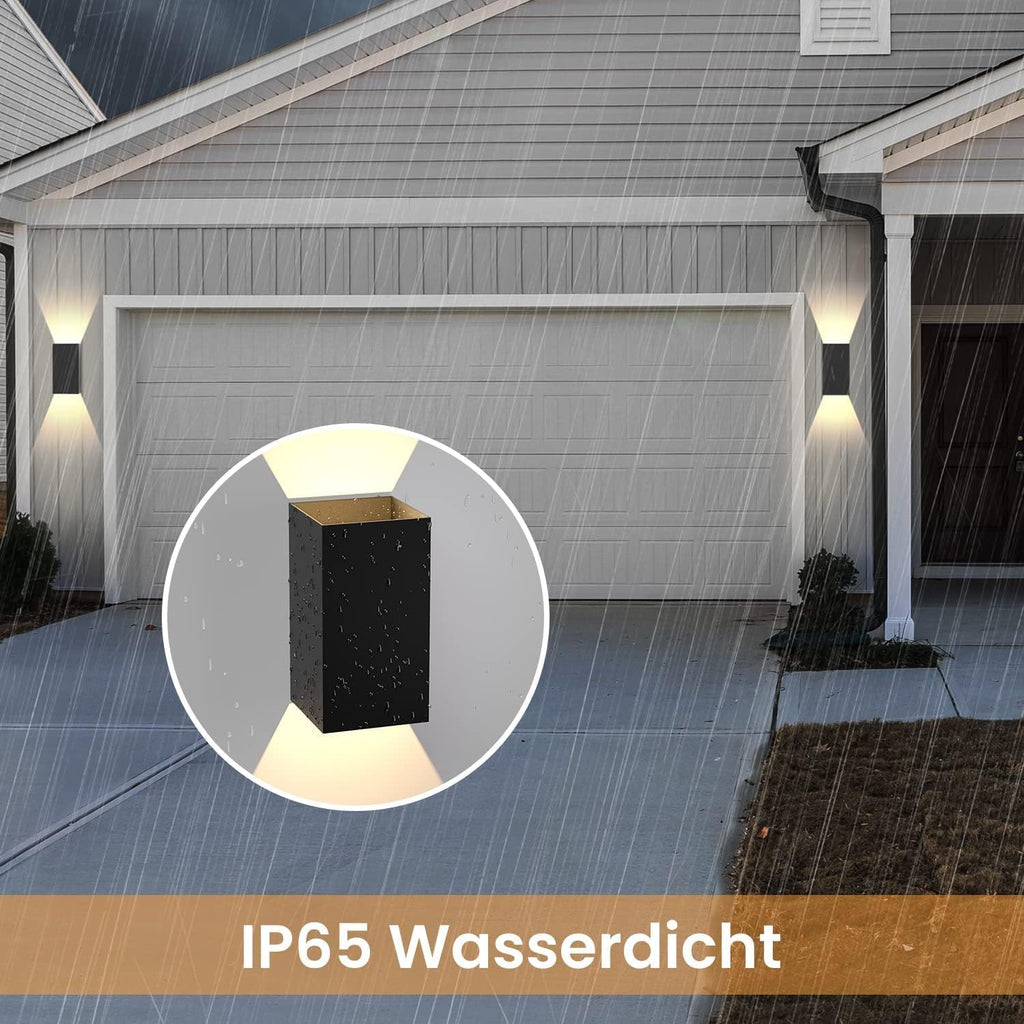 LED Wandleuchte Innen Wandlampe - Wandbeleuchtung Aussen Schwarz Aussenlampe 5W Außenlampe Up Down Wandstrahler IP65 Außenwandleuchte 3000K Warmweiß für Hauswand Treppenhaus Garten Flur