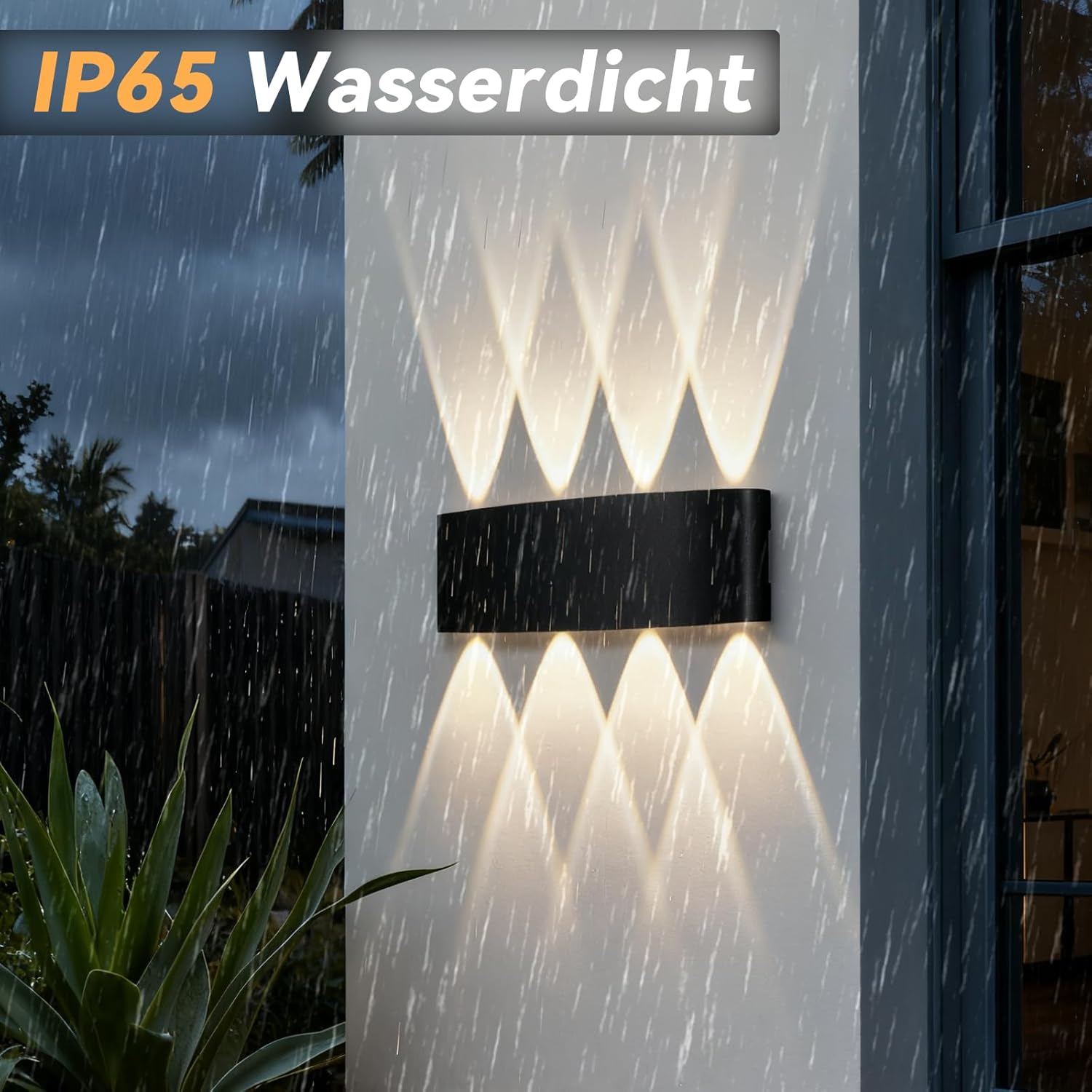 LED Wandleuchte Innen Wandlampe - 4ER Aussenlampe Wand Schwarz 7W Up and Down Leuchten Aussen IP65 Wasserdicht Außenlampe 3000K Warmweiß Aussenleuchten Hauswand für Garten Treppenhaus